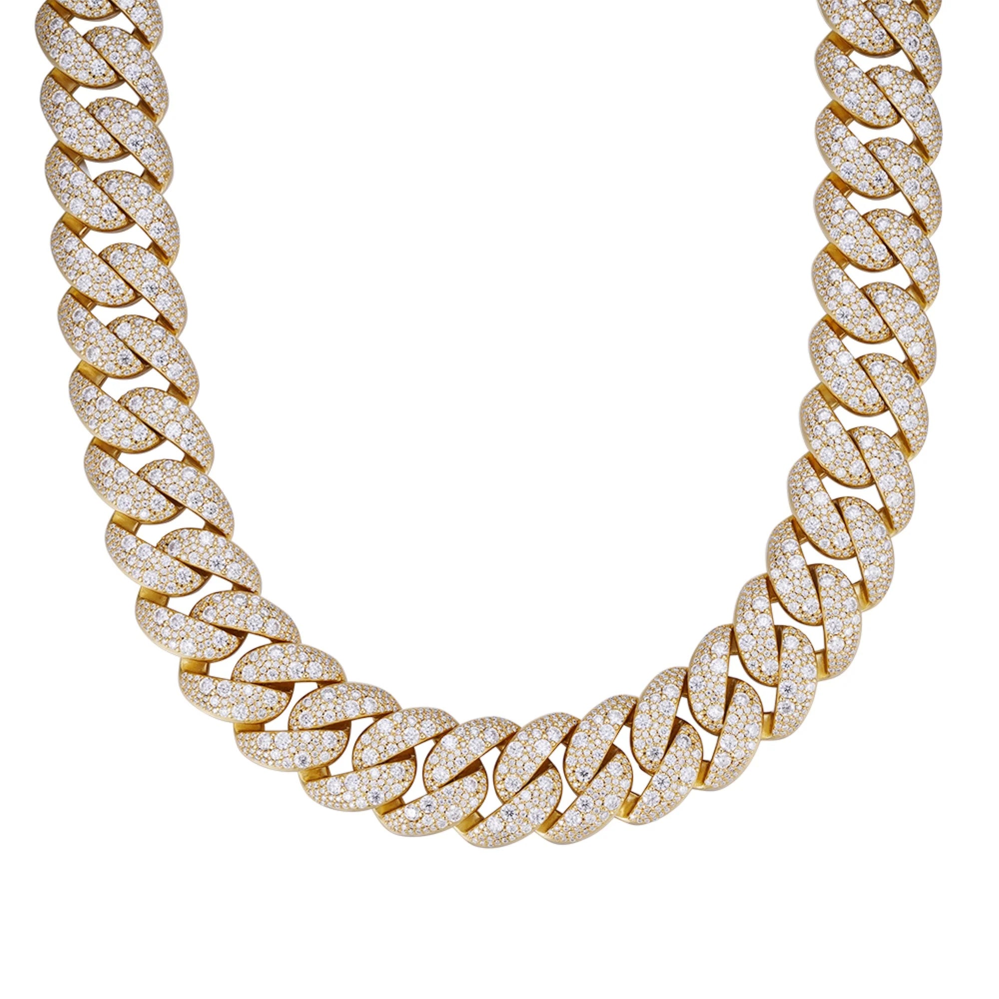 22mm Mosaic Set Cuban Moissanite Chain 925